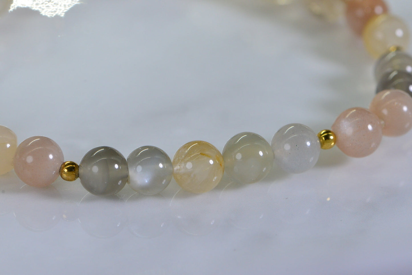 Natural Colorful Moonstone Labradorite Golden Rutile Quartz  Bracelet Crystal Healing Mix Gemstone Bracelet