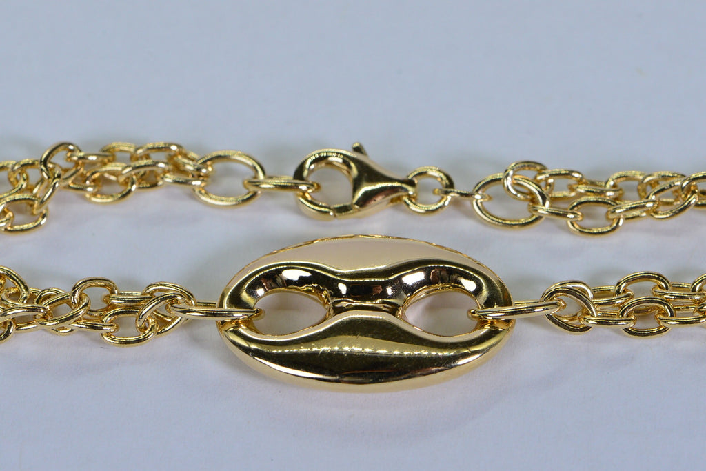 Heavy Mariner Link Bracelet: 18K Gold Electroplated Cable Chain