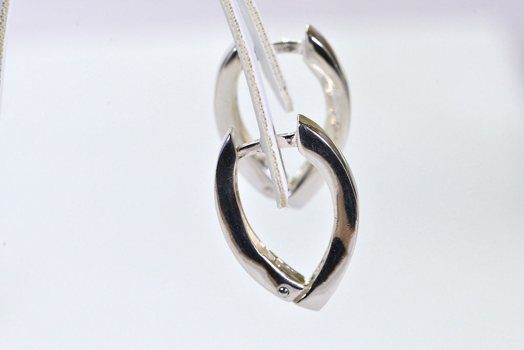 Vintage Sterling Silver Hinged Hoop Earrings: Tapered V-Shape Design