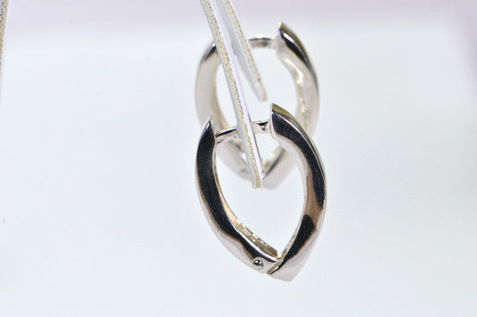 Vintage Sterling Silver Hinged Hoop Earrings: Tapered V-Shape Design