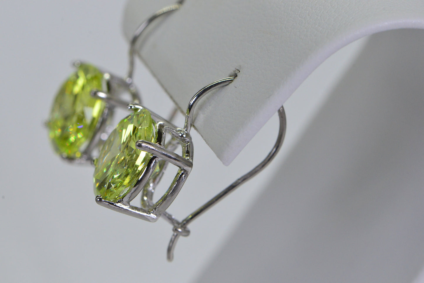 Canary Yellow Cubic Zirconia Sterling Silver Earrings, 11mm Round