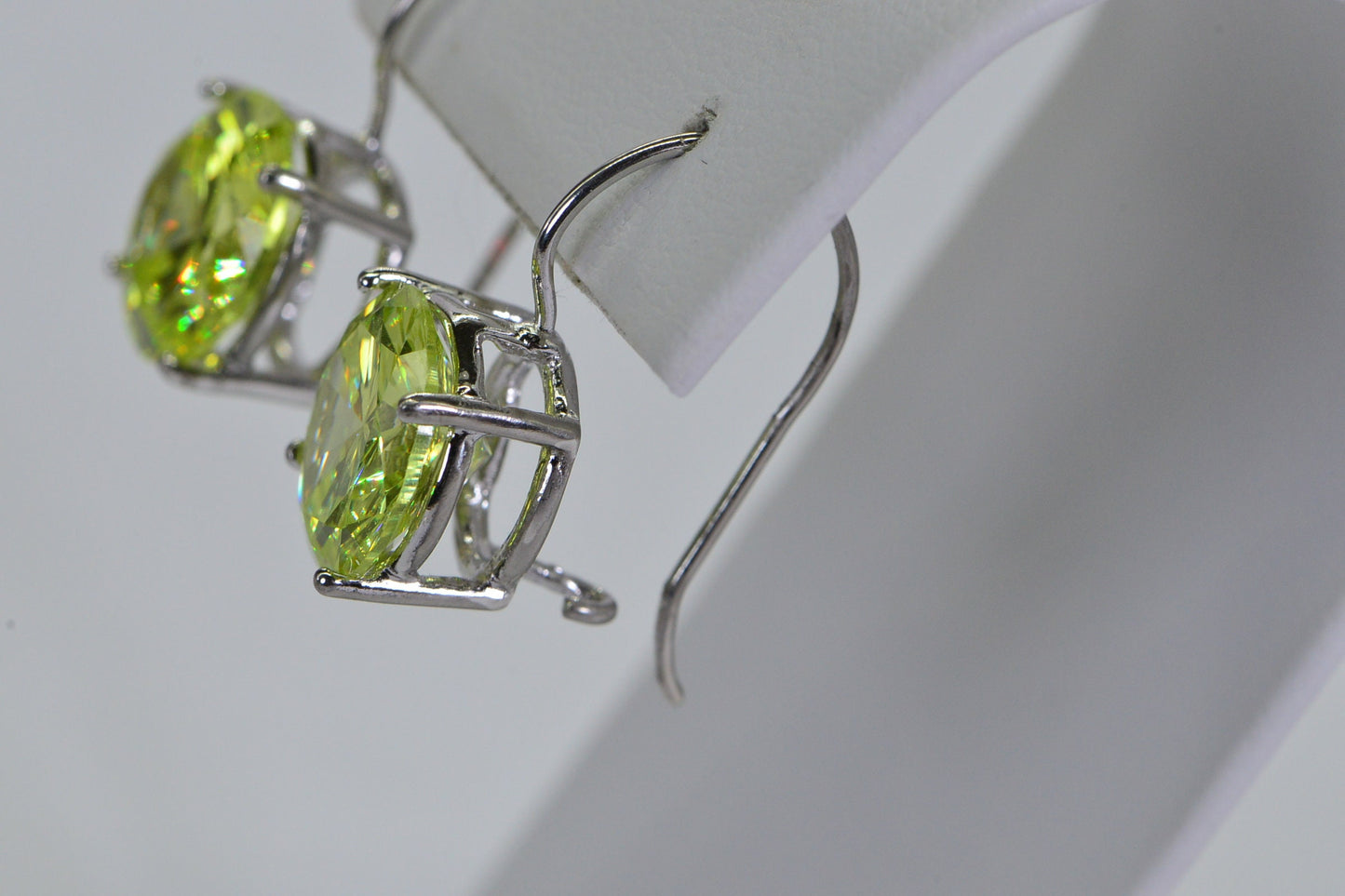 Canary Yellow Cubic Zirconia Sterling Silver Earrings, 11mm Round