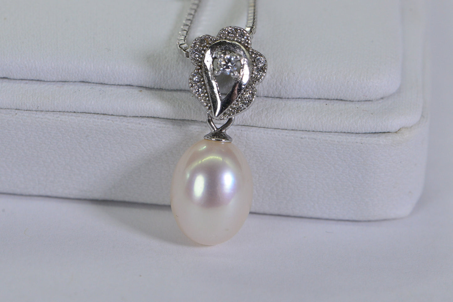 Australia South Sea Pink  Cultured Pearl 11 mm round Sterling Silver Pendant Pearl