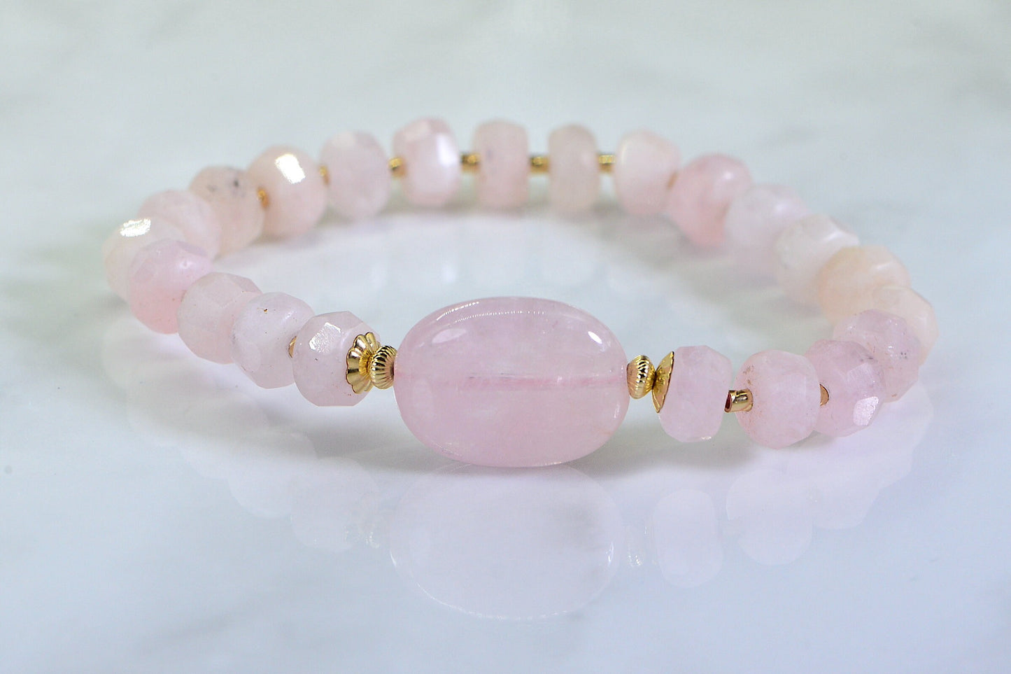 Pink Morganite Bracelet: 14K Gold Filled, Crystal Healing