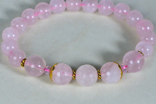 Rose Quartz Bracelet: Handmade Madagascar Gemstone Bead Bracelet