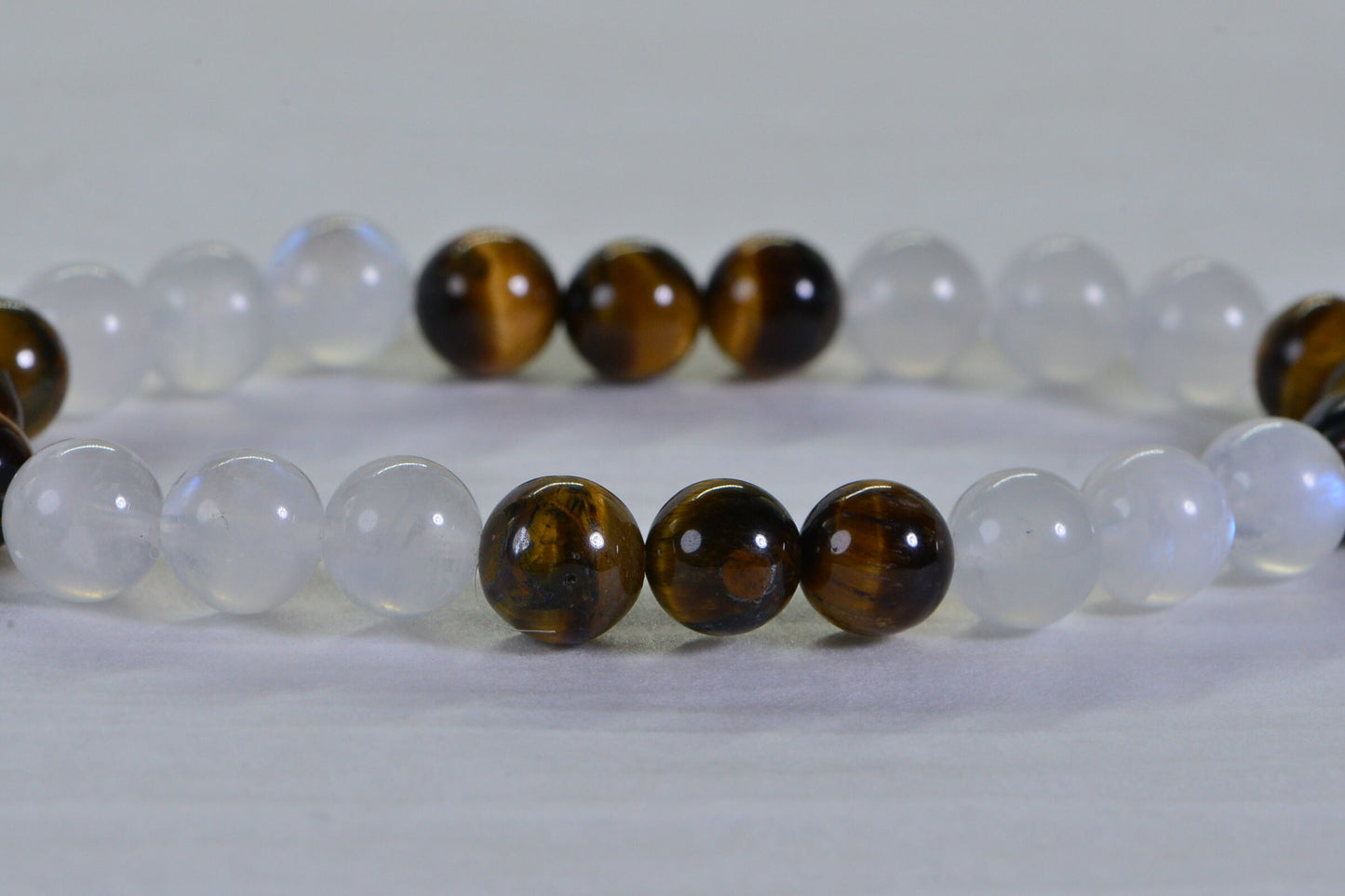 AAA  Moonstone and Tiger Eyes Beads 8mm  Protection  Bracelet Healing Crystals
