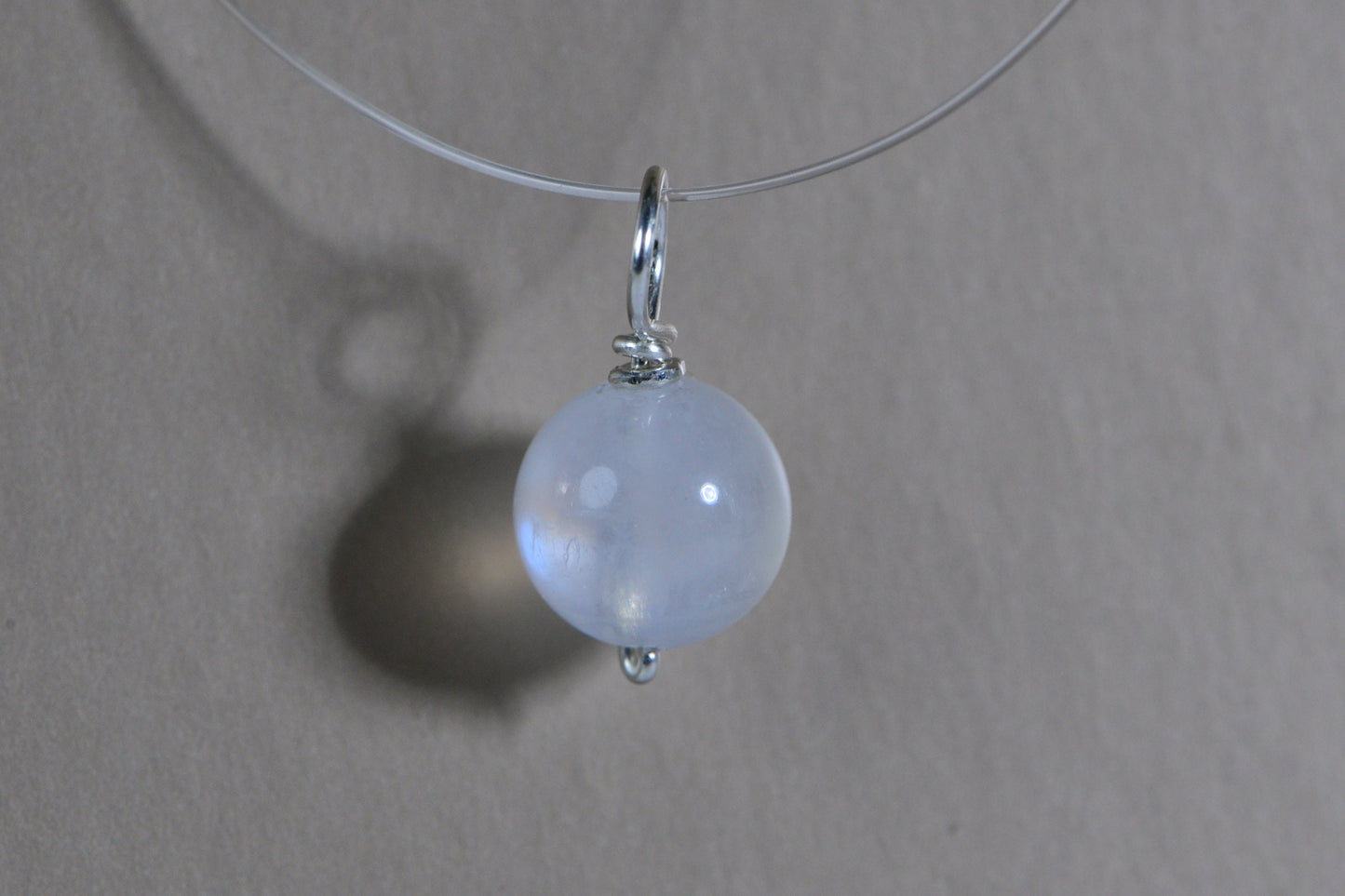 14K Gold Moonstone Bead Dangle, Rainbow Moonstone Charm (8mm)