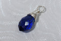 Blue Sapphire Glass Briolette Pendant: Wire Wrapped Drop Bead