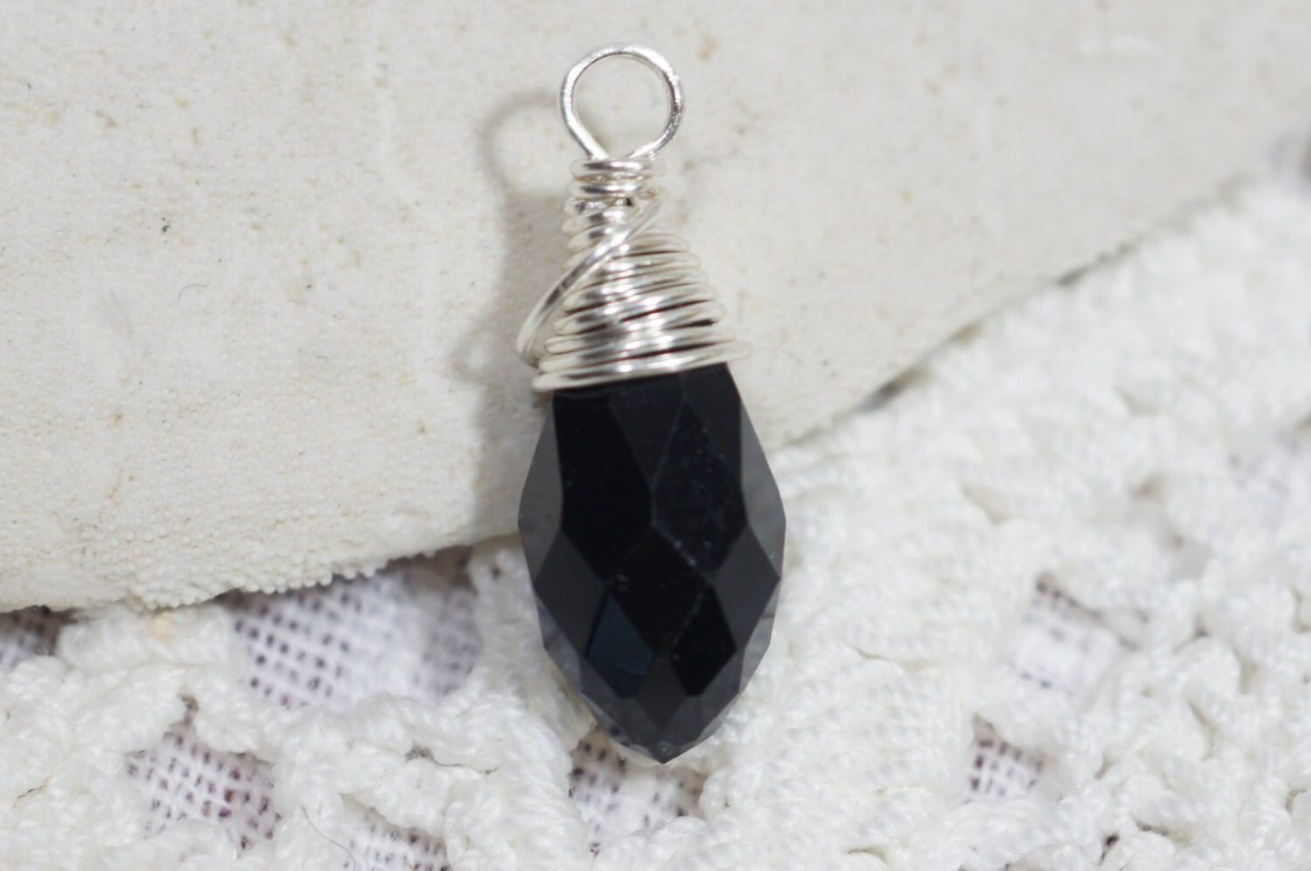 Wire wrapped Briolette Black Teardrop Wire Beads Jewelry Making