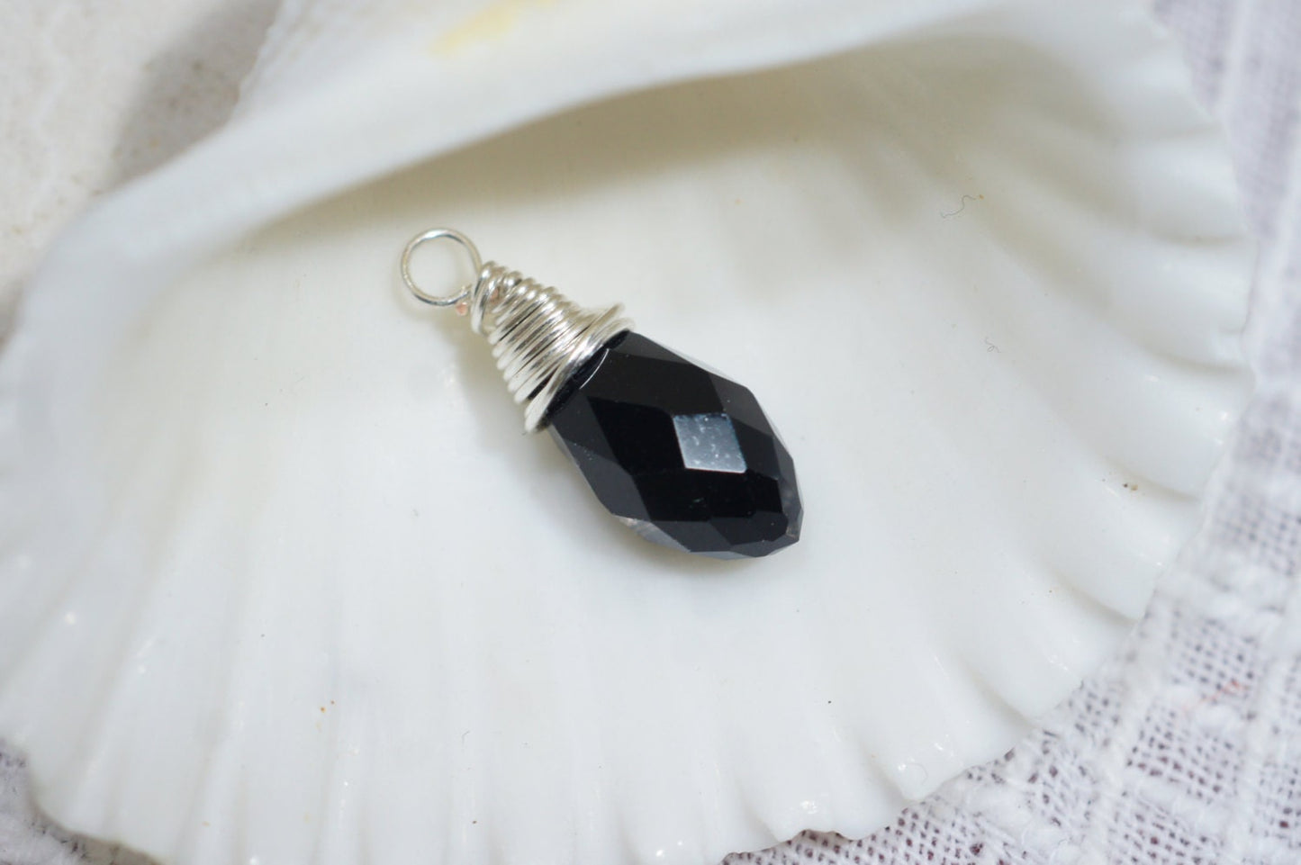 Wire wrapped Briolette Black Teardrop Wire Beads Jewelry Making