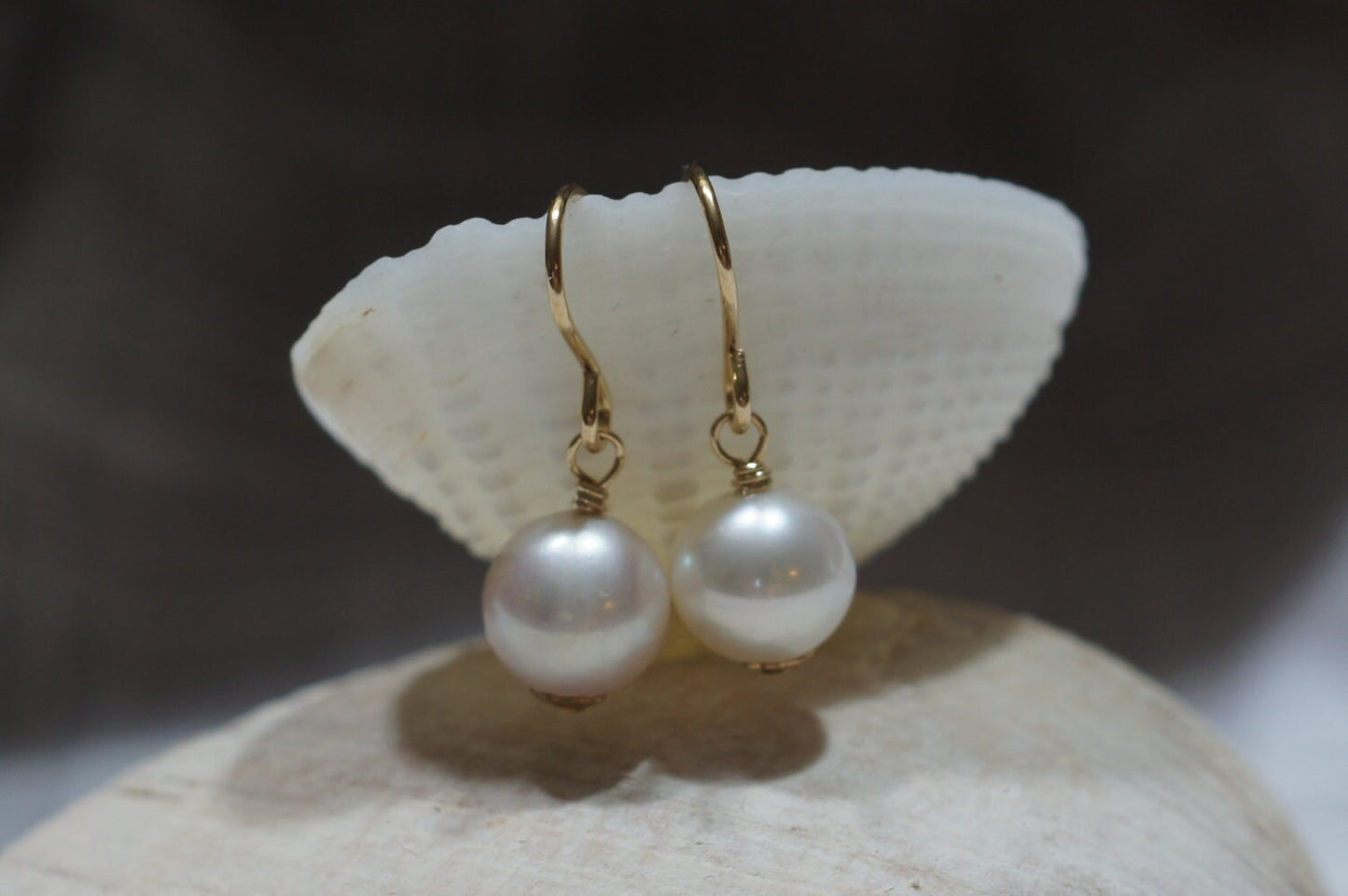 Ivory Pearl Earrings, 14k Gold Filled Wire, Birthstone Jewelry