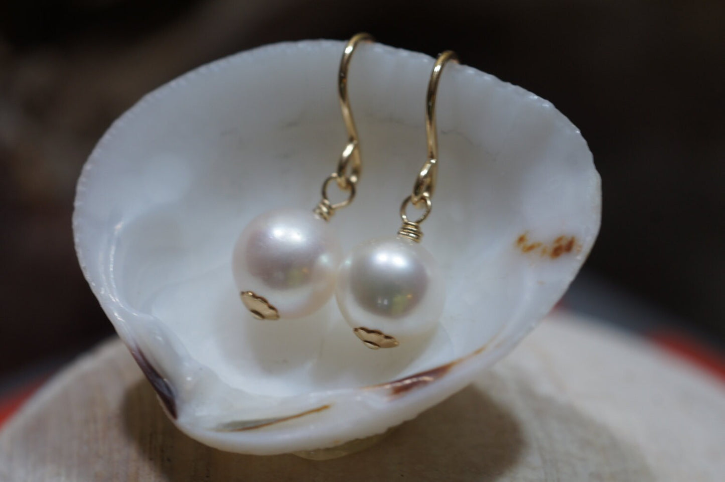 Ivory Pearl Earrings, 14k Gold Filled Wire, Birthstone Jewelry