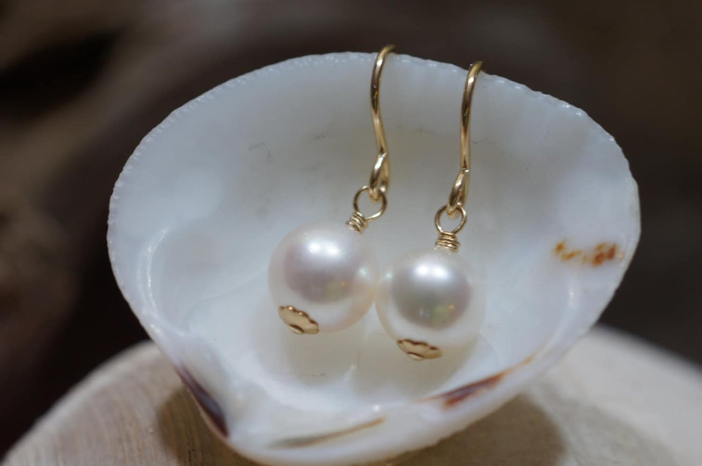 Ivory Pearl Earrings, 14k Gold Filled Wire, Birthstone Jewelry