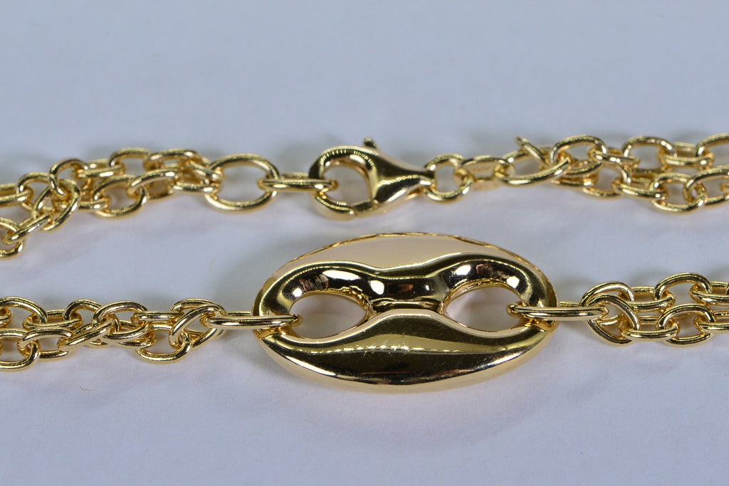 Heavy Mariner Link Bracelet: 18K Gold Electroplated Cable Chain