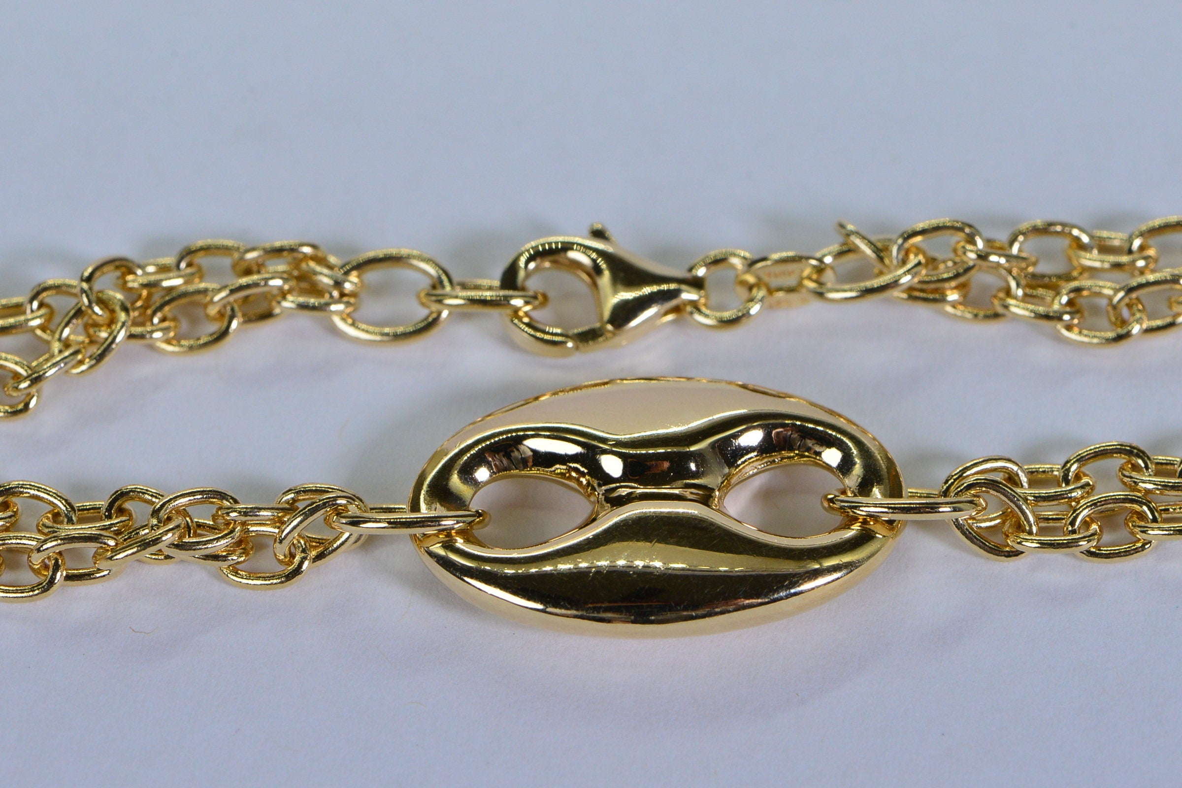 Heavy Mariner Link Bracelet: 18K Gold Electroplated Cable Chain