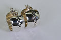 Vintage Sterling Silver Hoop Earrings: Engraved Diamond Design, 15mm