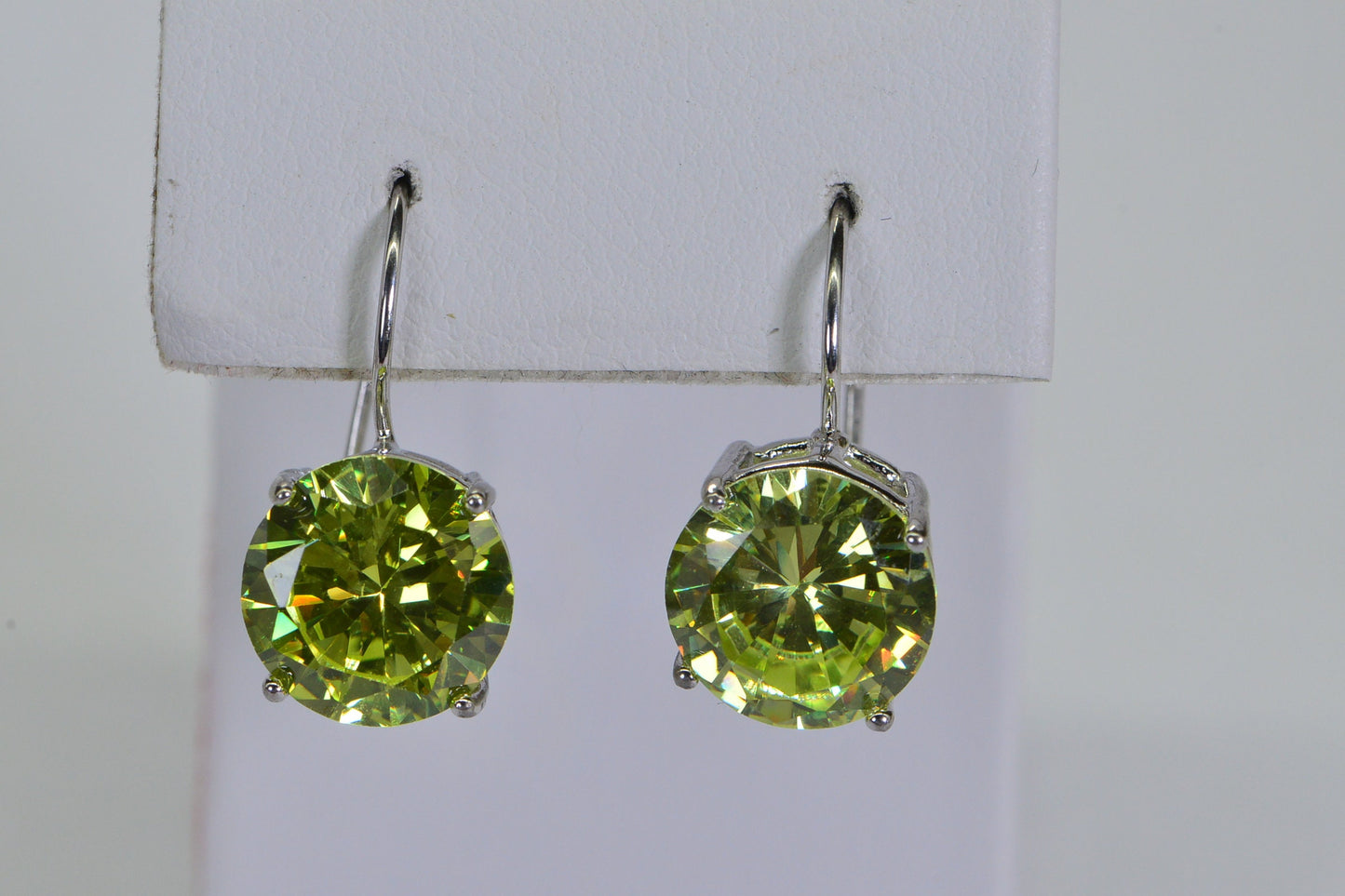 Canary Yellow Cubic Zirconia Sterling Silver Earrings, 11mm Round