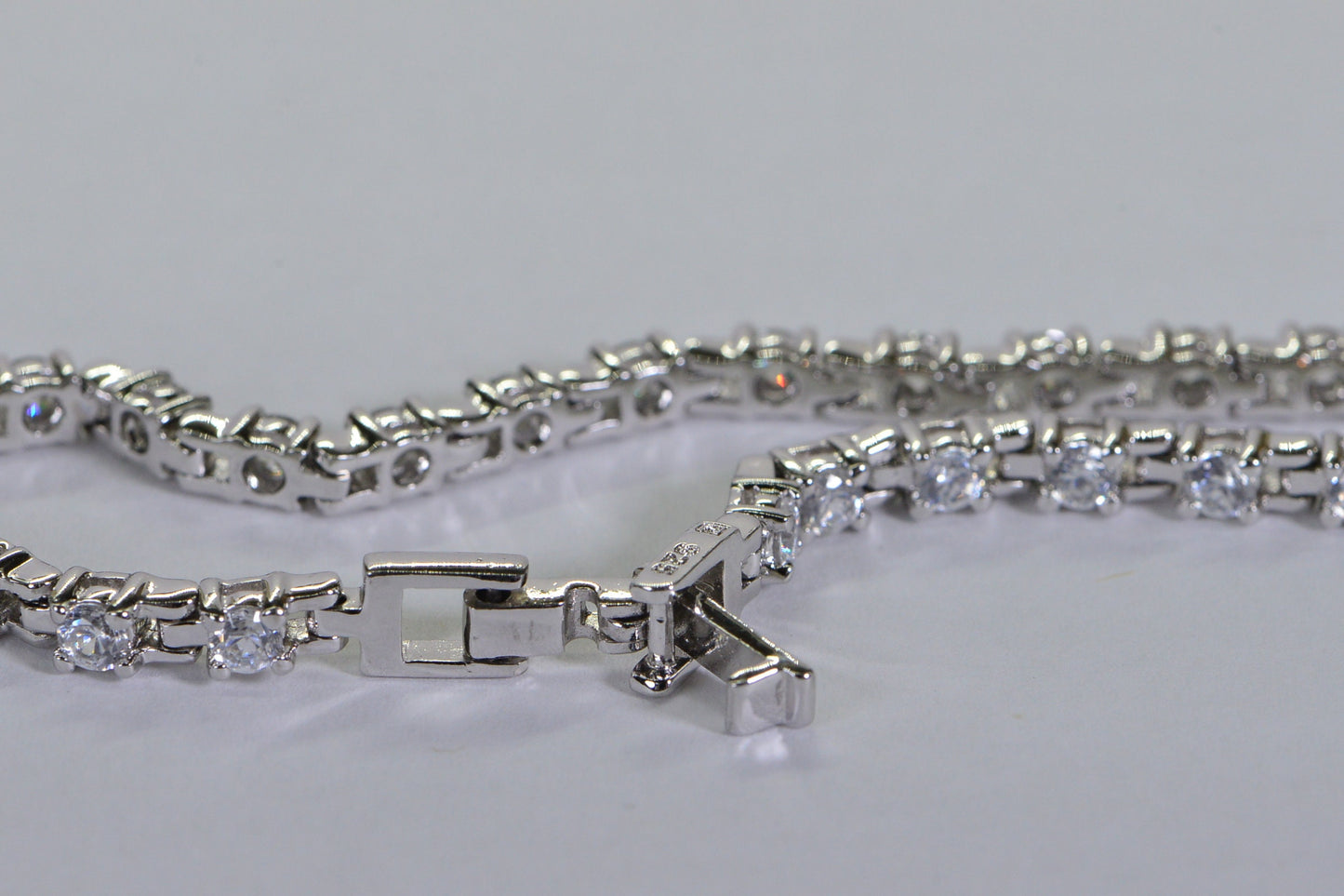 Simulated Diamond Tennis Bracelet, Rhodium over Sterling Silver