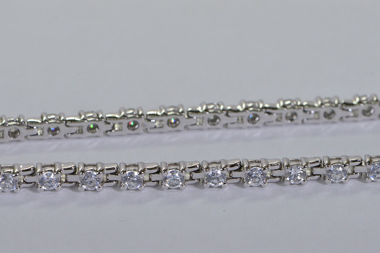 Simulated Diamond Tennis Bracelet, Rhodium over Sterling Silver