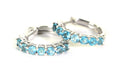 Aquamarine Sterling Silver Hoop Earrings: March Birthstone, 3/4 inch