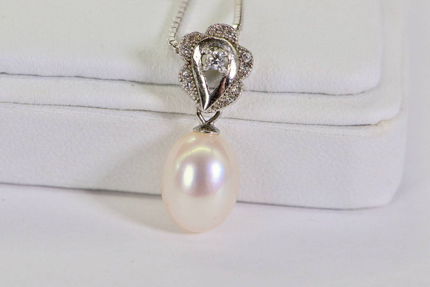 Australia South Sea Pink  Cultured Pearl 11 mm round Sterling Silver Pendant Pearl