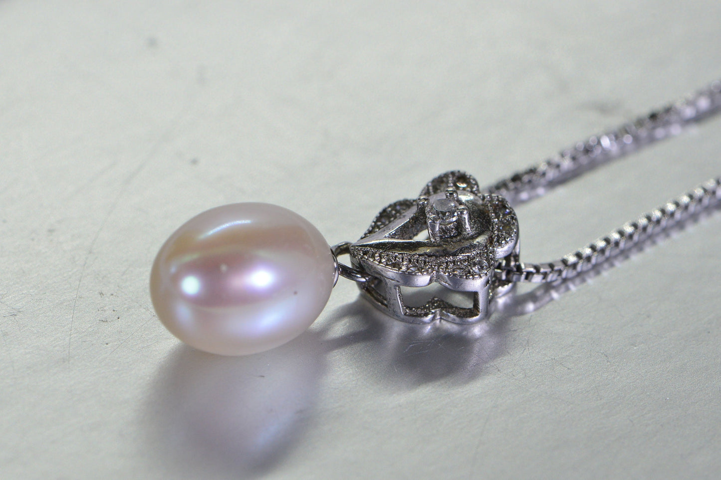 Australia South Sea Pink  Cultured Pearl 11 mm round Sterling Silver Pendant Pearl