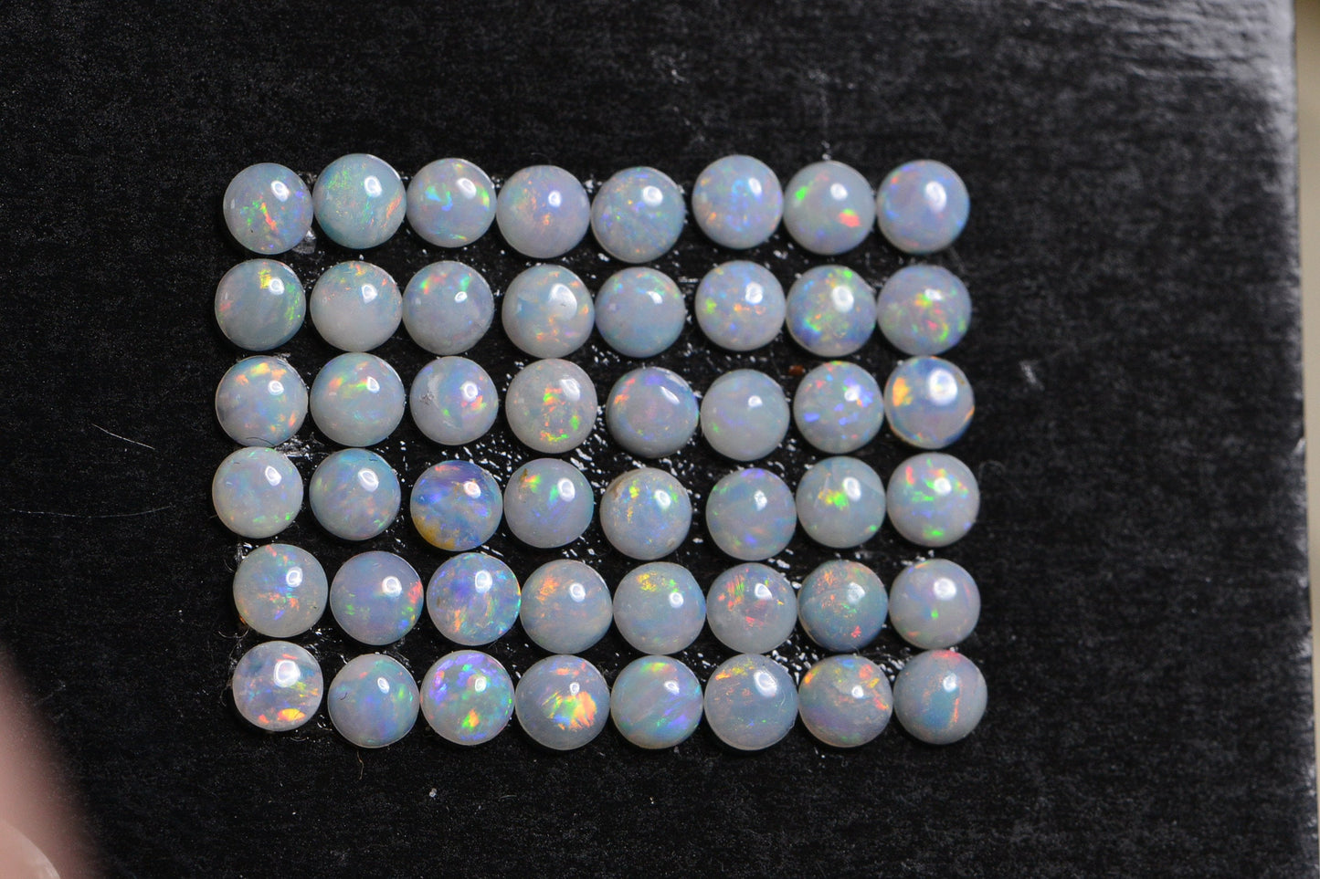 2.5mm Australian White Solid Opal Round Smooth  Cabochon Round Fine Opal Cabochons for ring earrings 5 stone lot