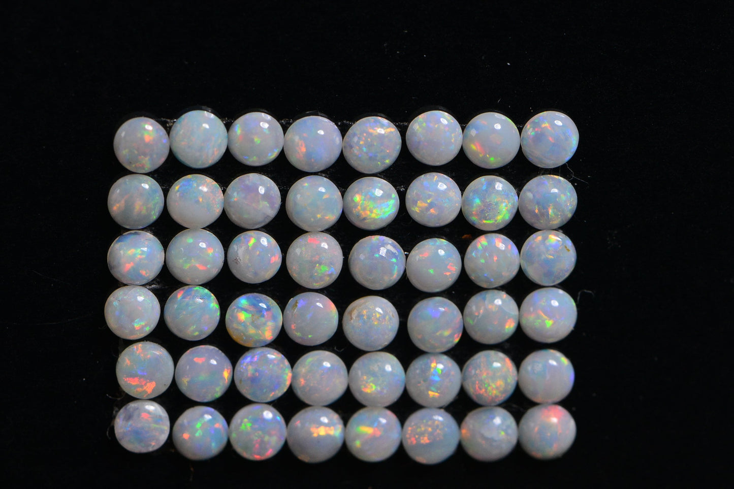 2.5mm Australian White Solid Opal Round Smooth  Cabochon Round Fine Opal Cabochons for ring earrings 5 stone lot