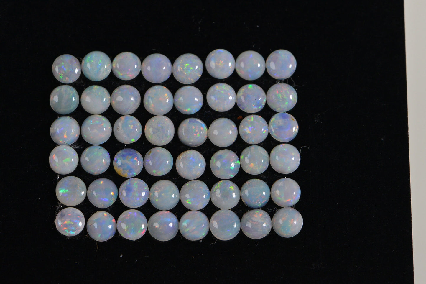 2.5mm Australian White Opal Cabochons: Round Smooth Stones, 5-Stone Lot