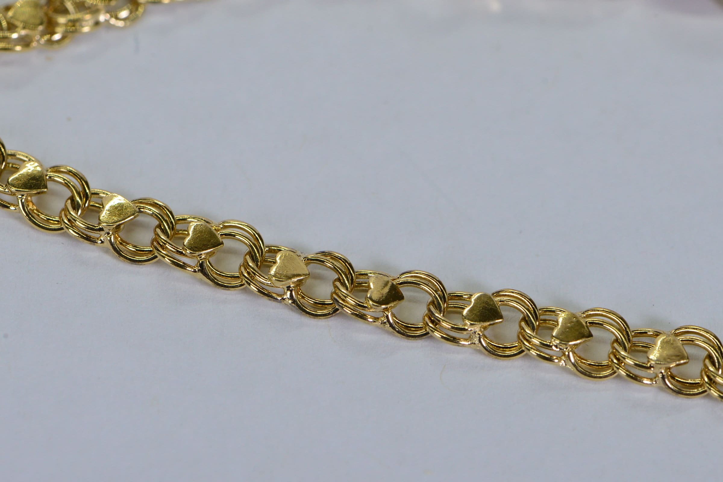 Vintage 14K Gold Vermeil Heart Bracelet - Sterling Silver Triple Link