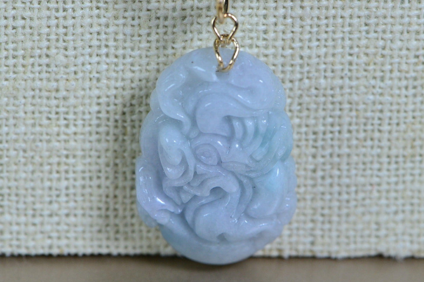 Jade Dragon Amulet Necklace: Burmese Jadeite, 14K Gold Wire