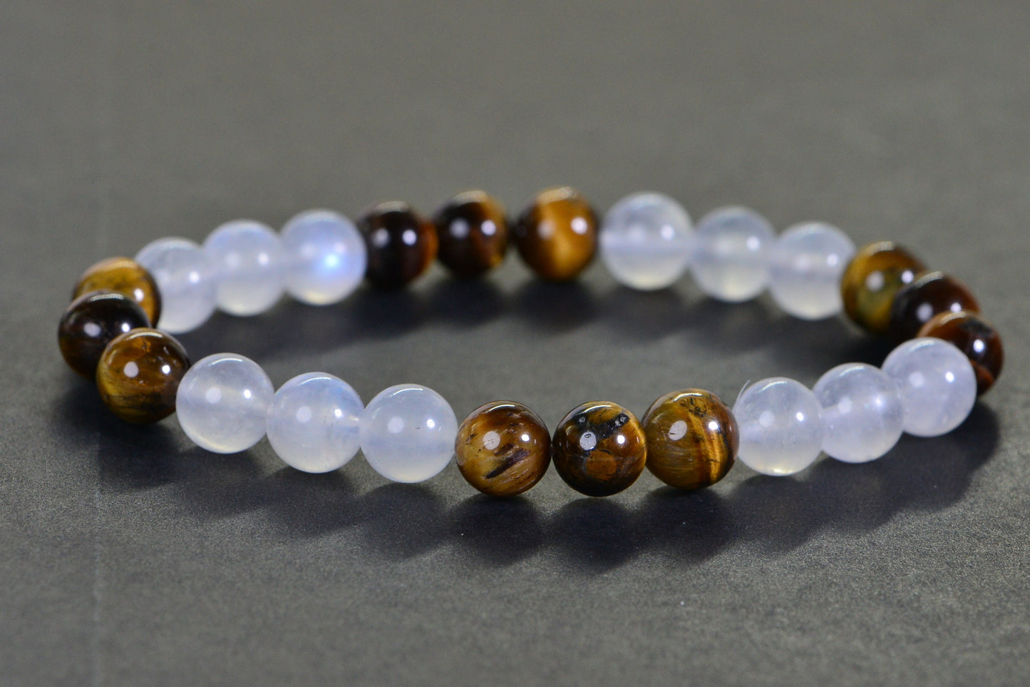 AAA  Moonstone and Tiger Eyes Beads 8mm  Protection  Bracelet Healing Crystals