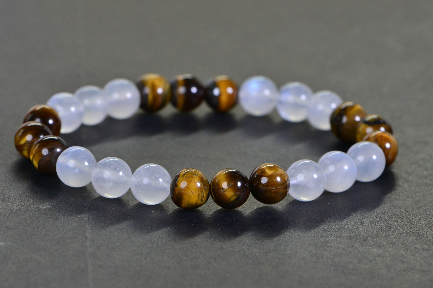 AAA  Moonstone and Tiger Eyes Beads 8mm  Protection  Bracelet Healing Crystals