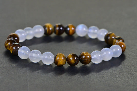 AAA  Moonstone and Tiger Eyes Beads 8mm  Protection  Bracelet Healing Crystals