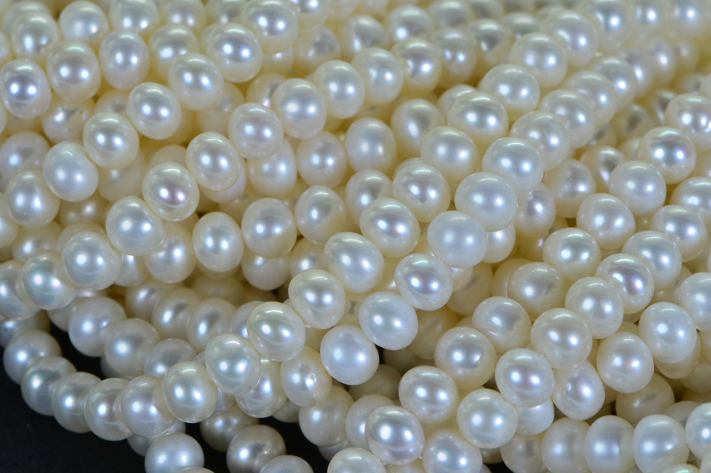AAA White Freshwater Pearl Strand: 5.5mm Rondelle Beads
