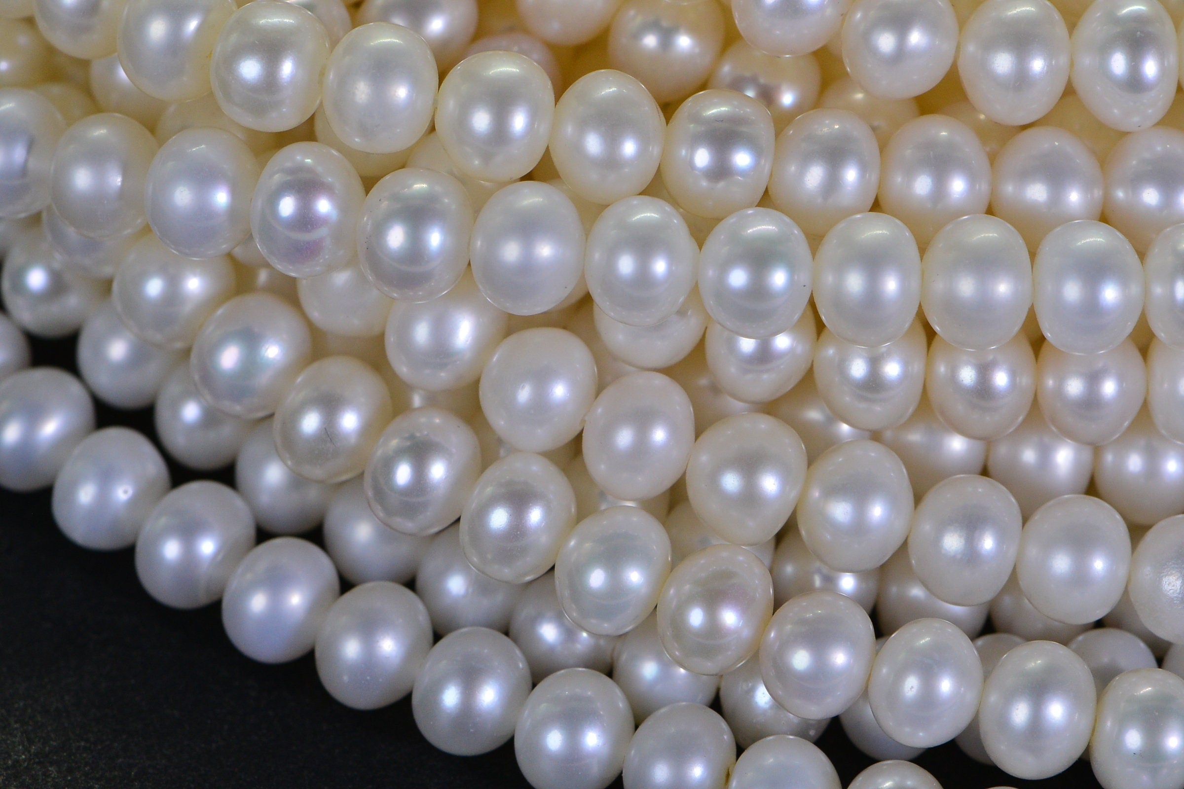 AAA White Freshwater Pearl Strand: 5.5mm Rondelle Beads