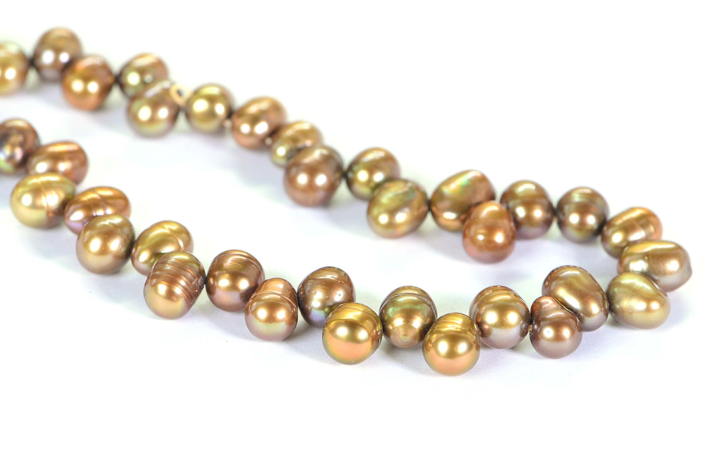 Genuine Freshwater Golden  Brown Pearl Oval Potato Cultured Natural Pearls