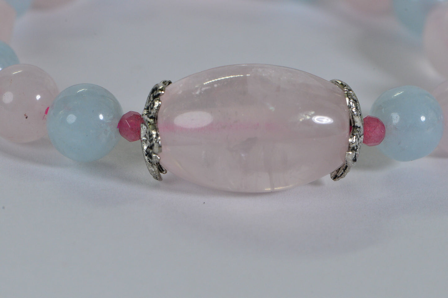 Rose Quartz & Mint Quartz Bracelet: Sterling Silver Crystal Healing