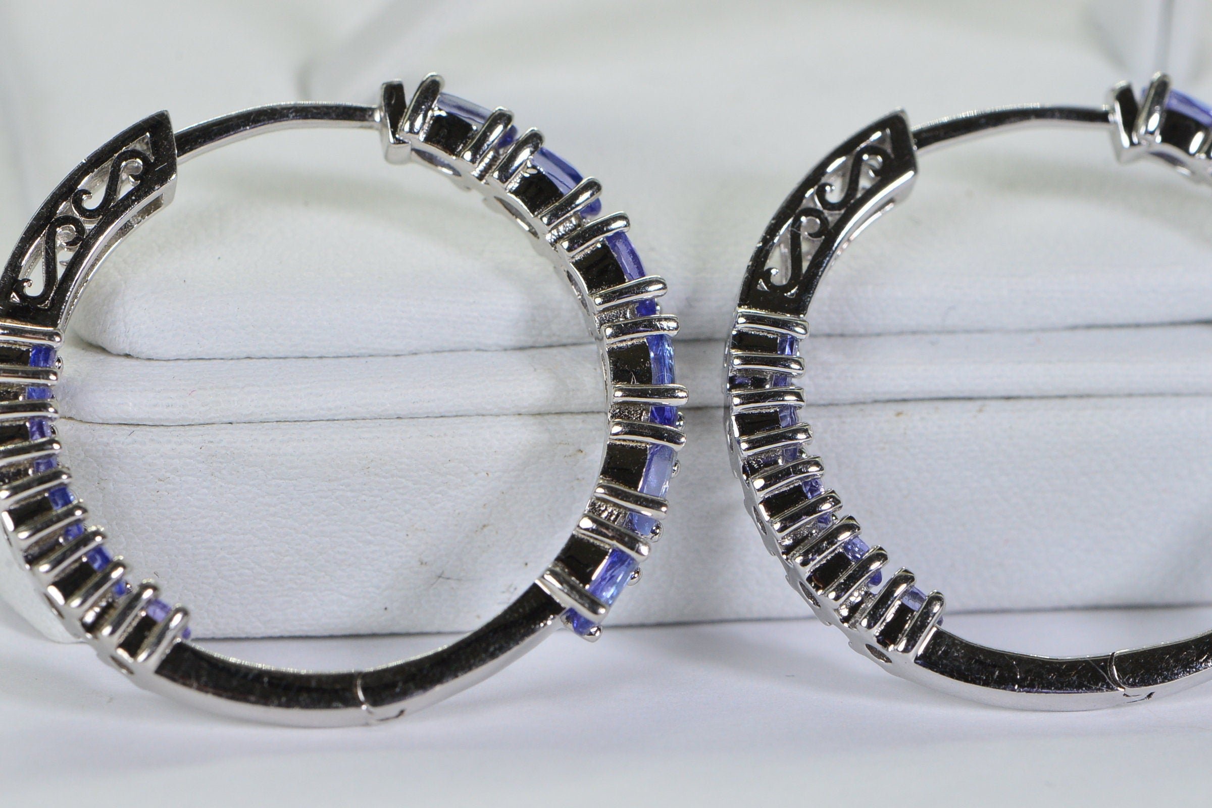 Tanzanite Hoop Earrings: Sterling Silver, December Birthstone