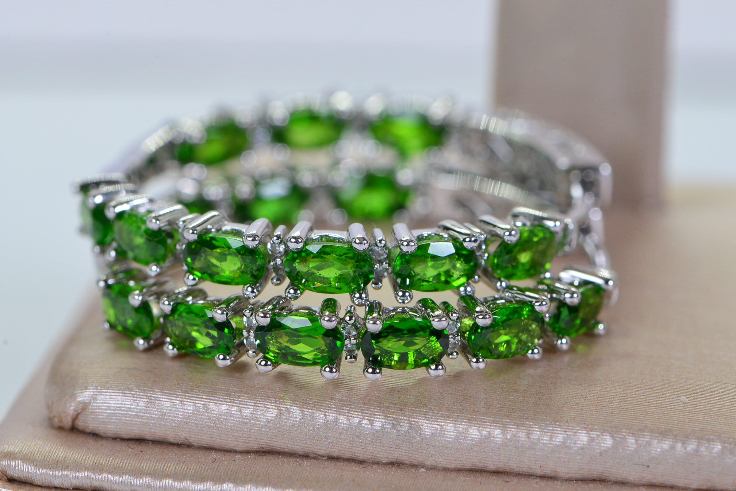 Chrome Diopside Sterling Silver Hoop Earrings: Natural Gemstone Hinged Hoops
