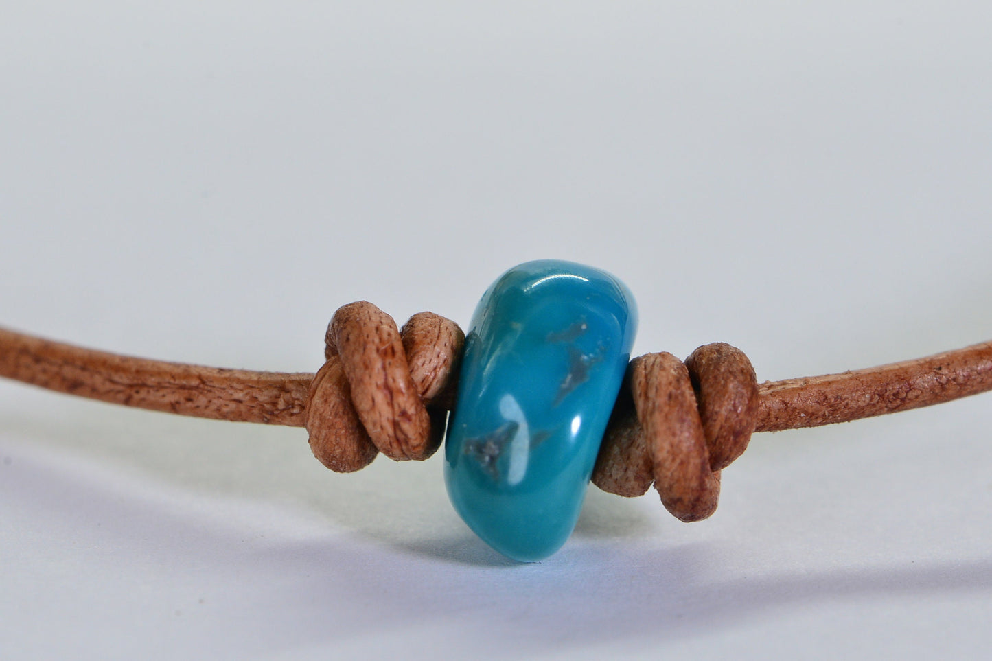 Sleeping Beauty Turquoise Necklace: Raw Stone, Leather Cord Choker