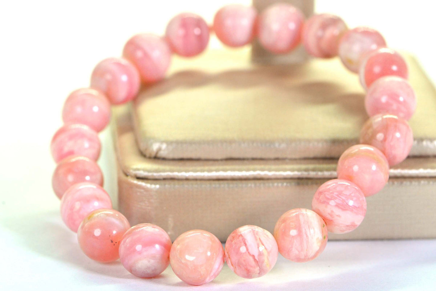 AAA Peruvian Pink Opal Bracelet, 10mm Gemstone Healing Crystal