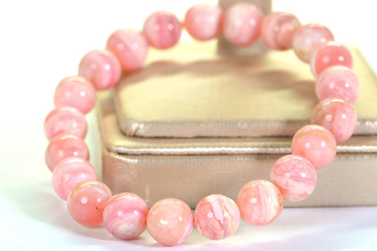 AAA Peruvian Pink Opal Bracelet, 10mm Gemstone Healing Crystal
