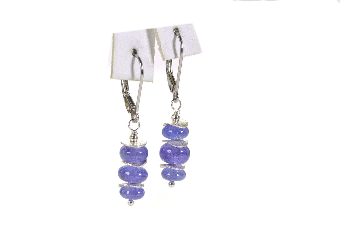 Tanzanite Drop Earrings: Sterling Silver Wire Wrapped Birthstone Jewelry