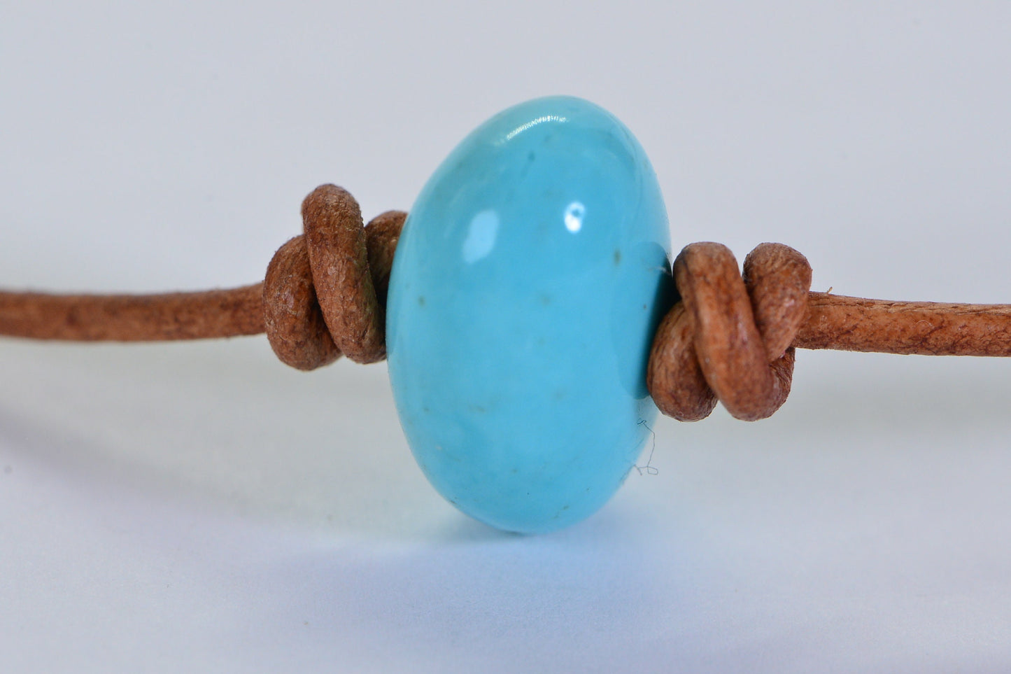 Handmade Arizona Turquoise Necklace: Sterling Silver Clasp, Leather Cord