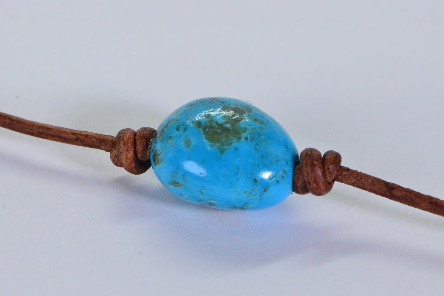 Arizona Turquoise Leather Necklace: Sterling Silver Clasp