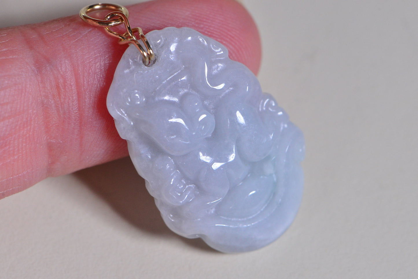 Jade Rat Amulet Necklace: Burmese Jadeite Zodiac Pendant, 14K Gold