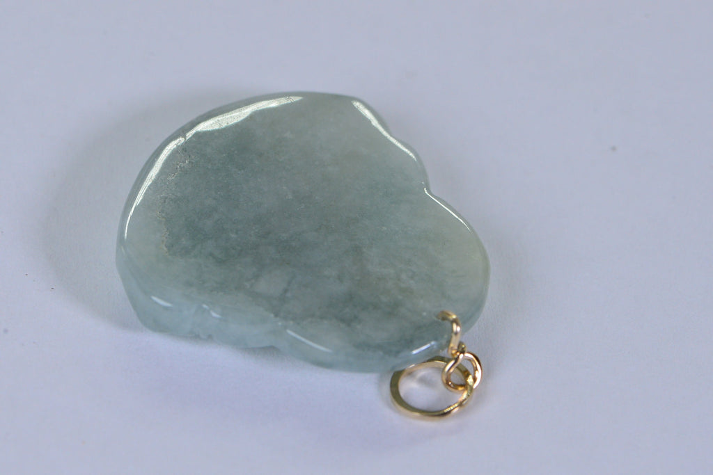 14K Gold Jade Buddha Pendant: Natural Burmese Jadeite