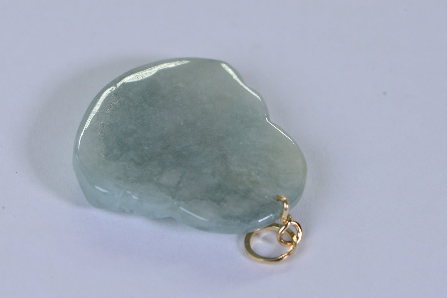 14K Gold Jade Buddha Pendant: Natural Burmese Jadeite
