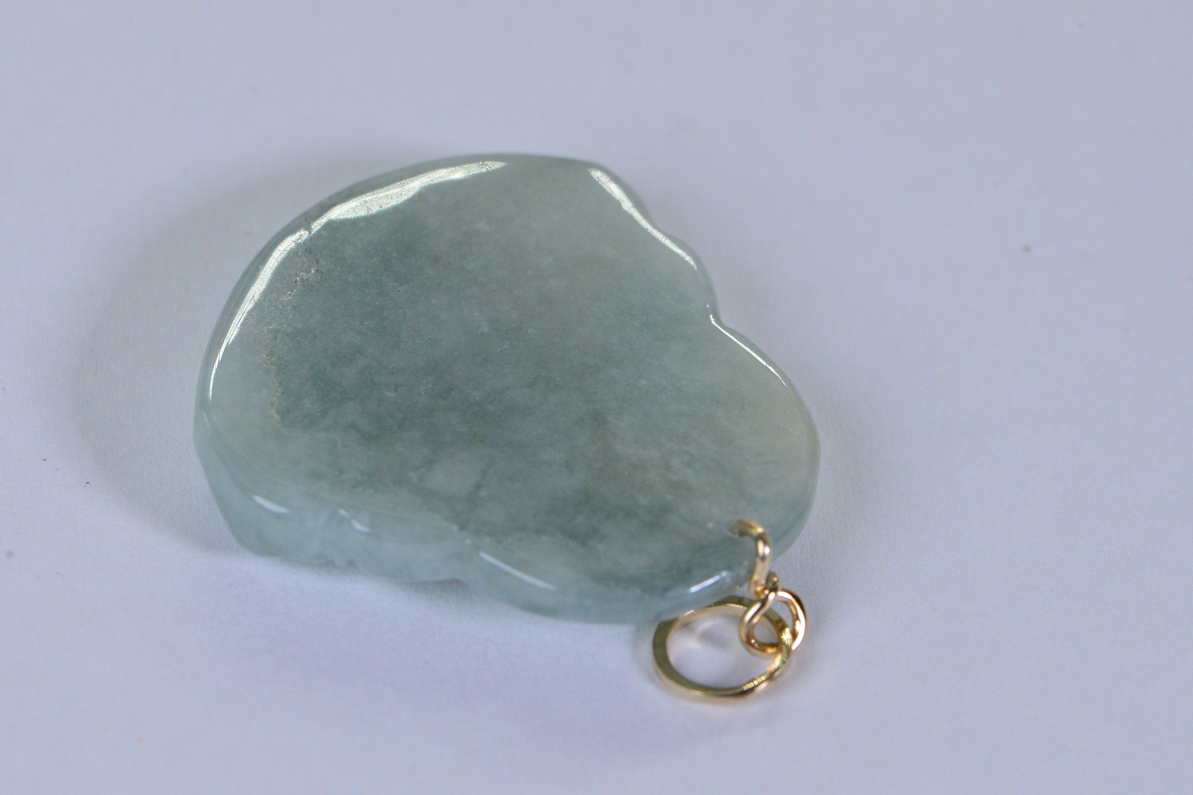 14K Gold Jade Buddha Pendant: Natural Burmese Jadeite